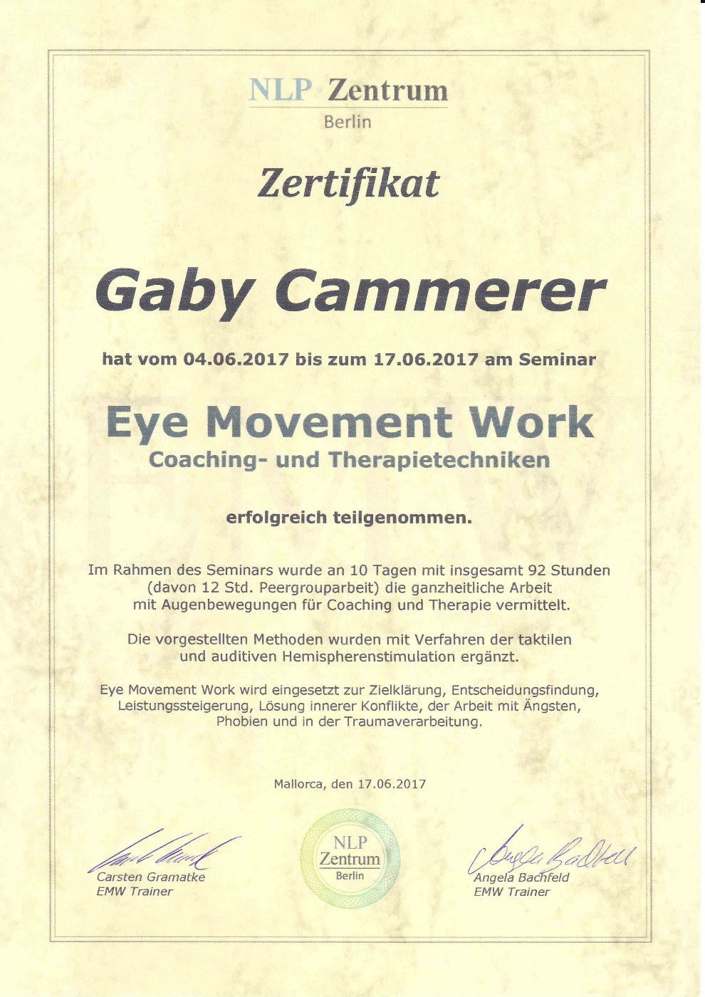 Zertifikat Eye Movement Work