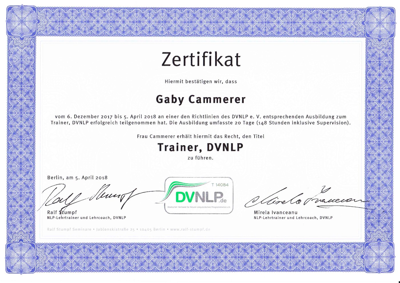 Zertifikat Trainer, DVNLP